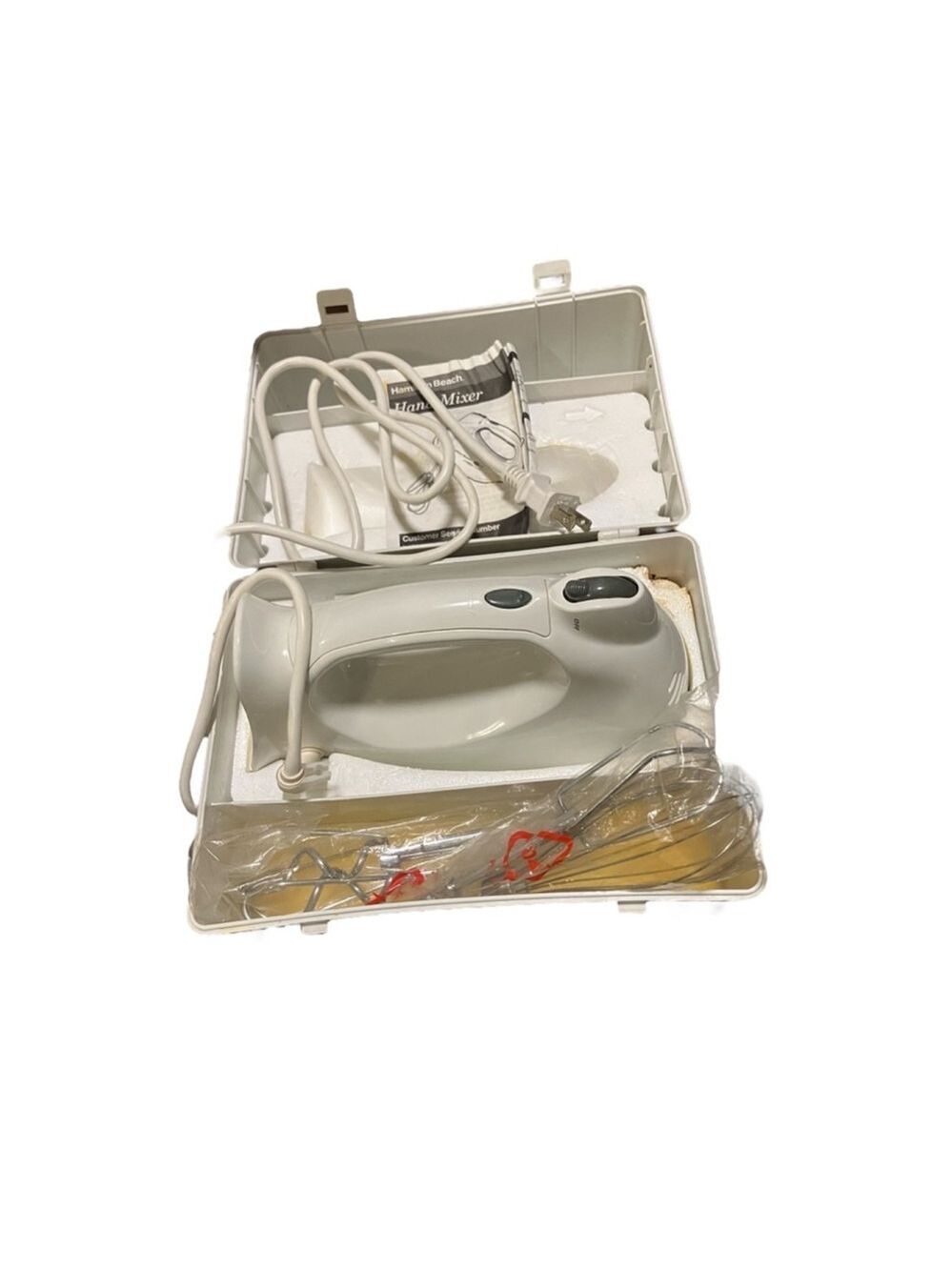 Hamilton Beach Electric Hand Mixer White Appliance 6 Speed Burst Bowl Rest